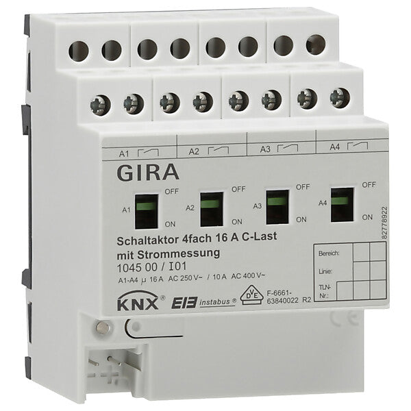 Gira Schaltaktor 4fach REG KNX/EIB 16A C-Last 104500